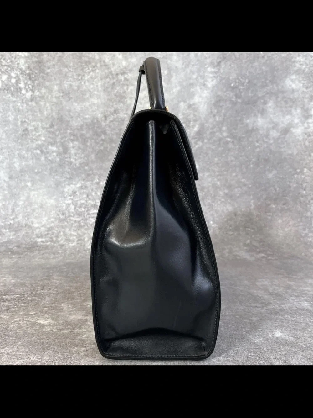 Gucci Black Leather Top-Handle Satchel with Gold Hardware Accent